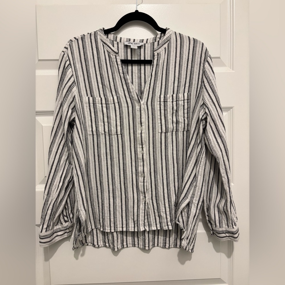 Striped linen blend shirt by Nine West size L